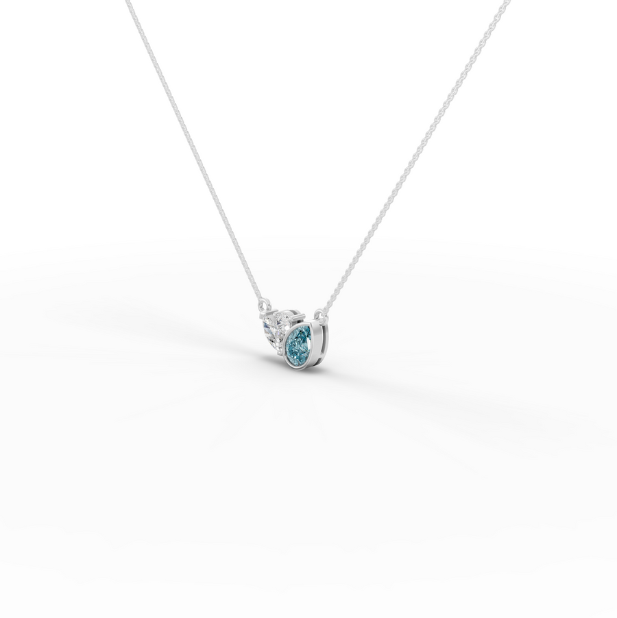 2.82 Ct Pear Aquamarine Lab Diamond Pendant