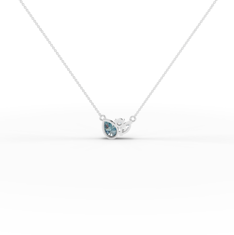 2.82 Ct Pear Aquamarine Lab Diamond Pendant