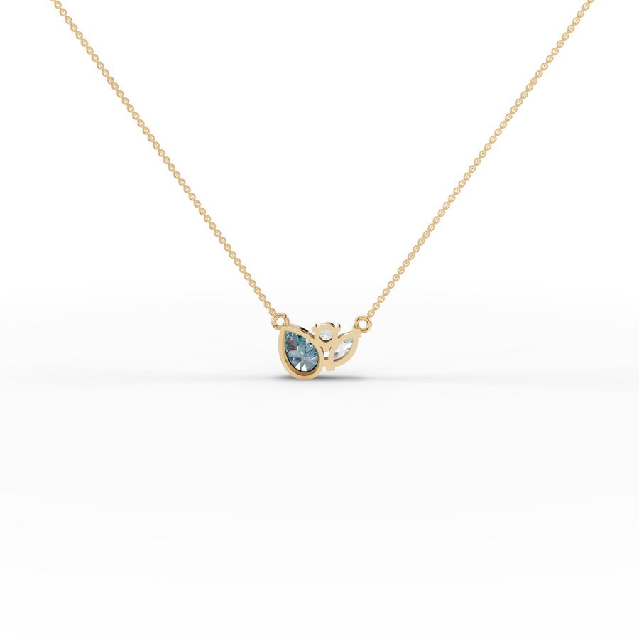 2.82 Ct Pear Aquamarine Lab Diamond Pendant