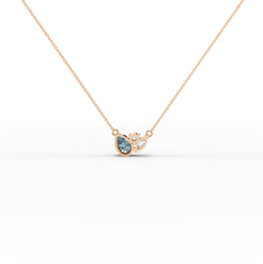2.82 Ct Pear Aquamarine Lab Diamond Pendant