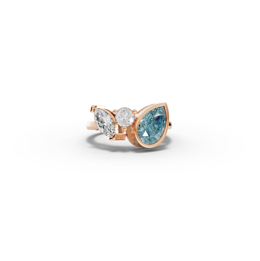 2.82 Ct Aquamarine Three Stone Ring 2.00 Ct Center