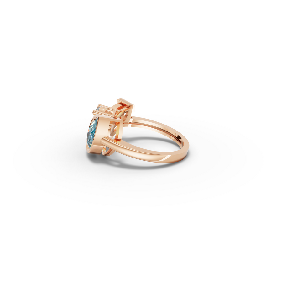2.82 Ct Aquamarine Three Stone Ring 2.00 Ct Center