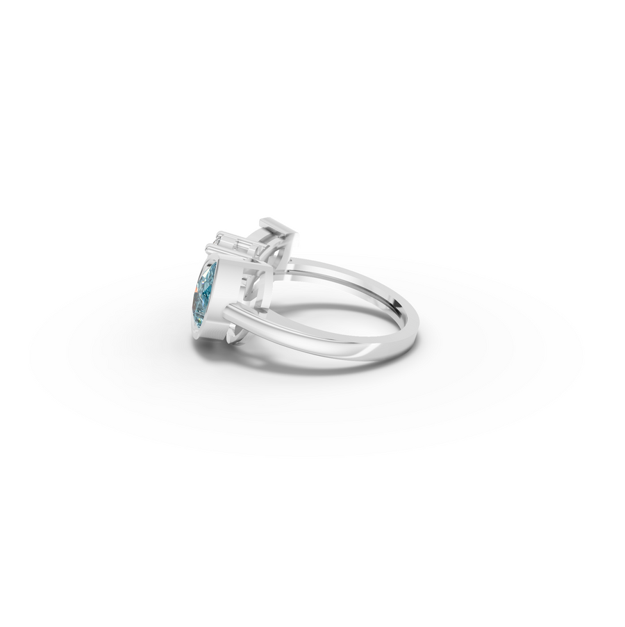 2.82 Ct Aquamarine Three Stone Ring 2.00 Ct Center