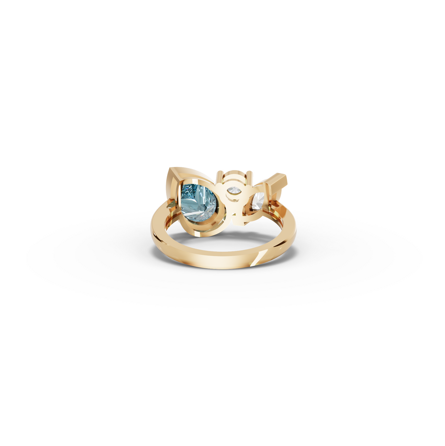 2.82 Ct Aquamarine Three Stone Ring 2.00 Ct Center