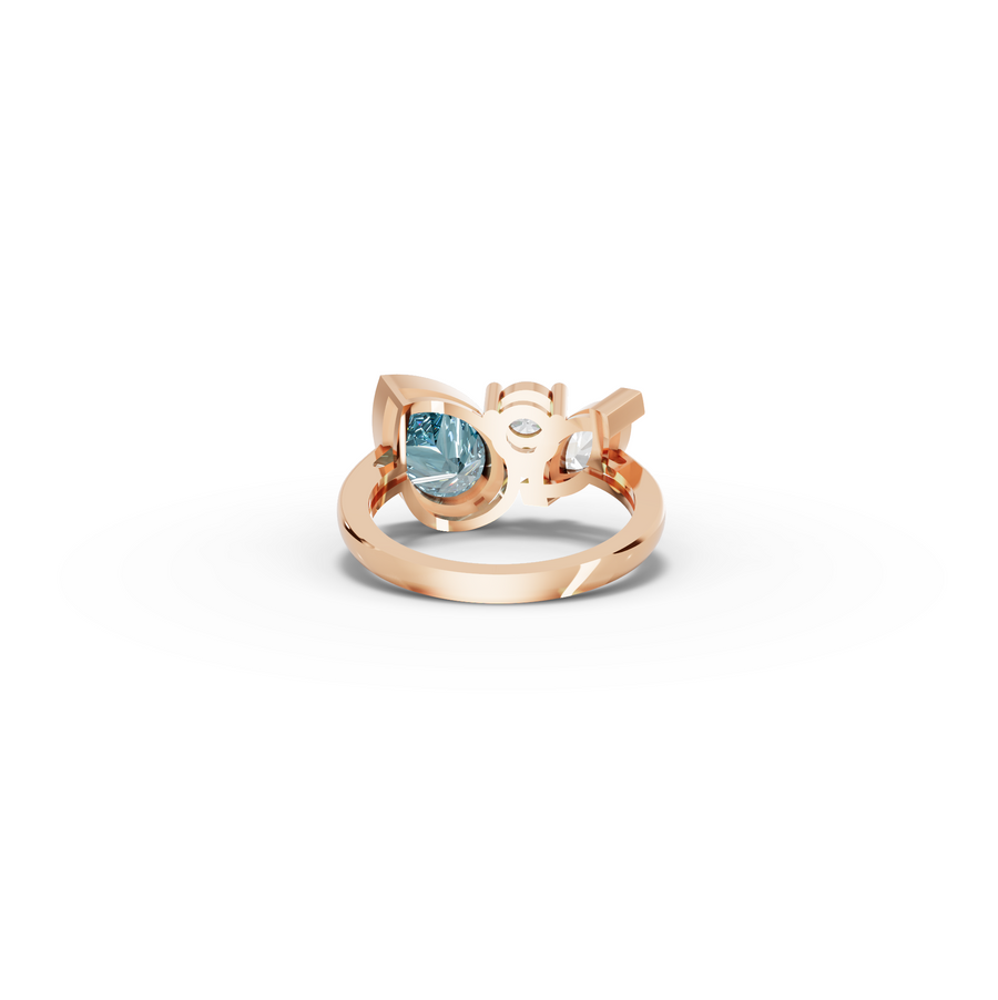 2.82 Ct Aquamarine Three Stone Ring 2.00 Ct Center
