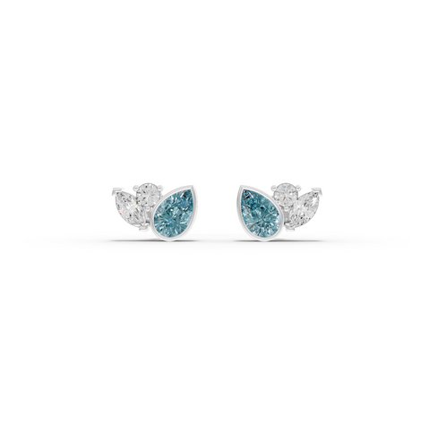 5.64 Ct Aquamarine Pear & Marquise Lab Diamond Earrings