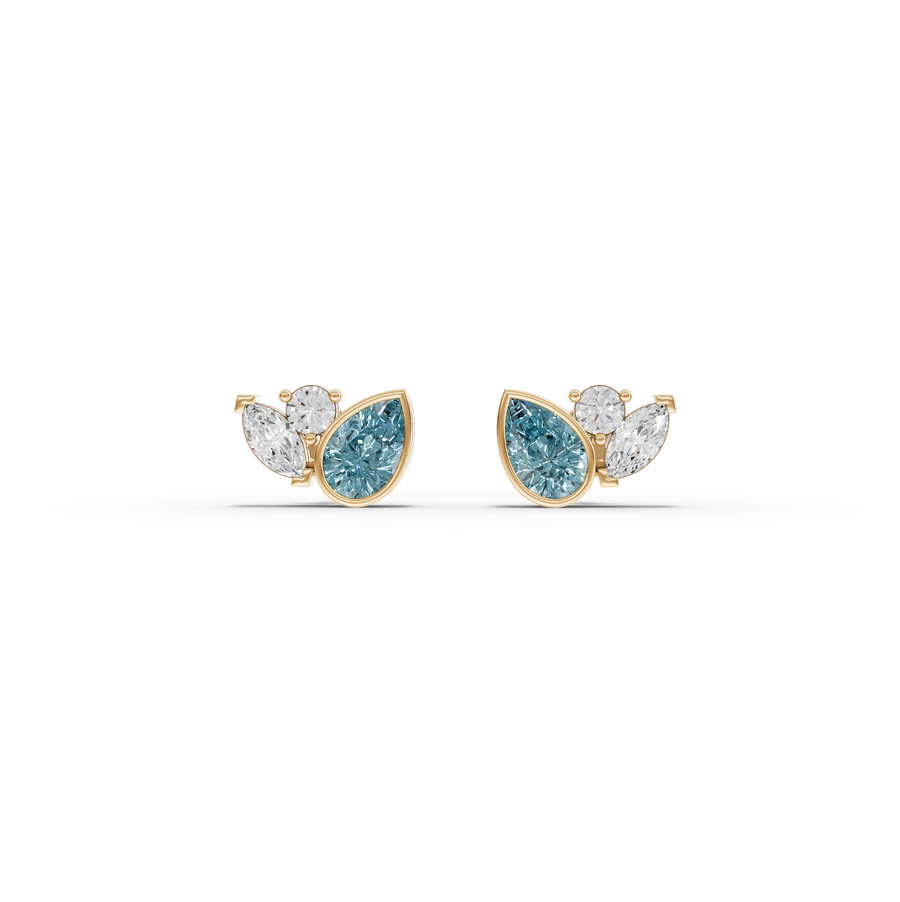 5.64 Ct Aquamarine Pear & Marquise Stud Earrings