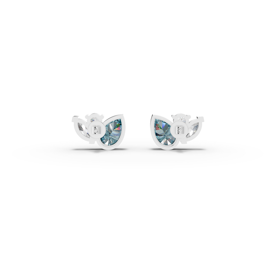5.64 Ct Aquamarine Pear & Marquise Stud Earrings