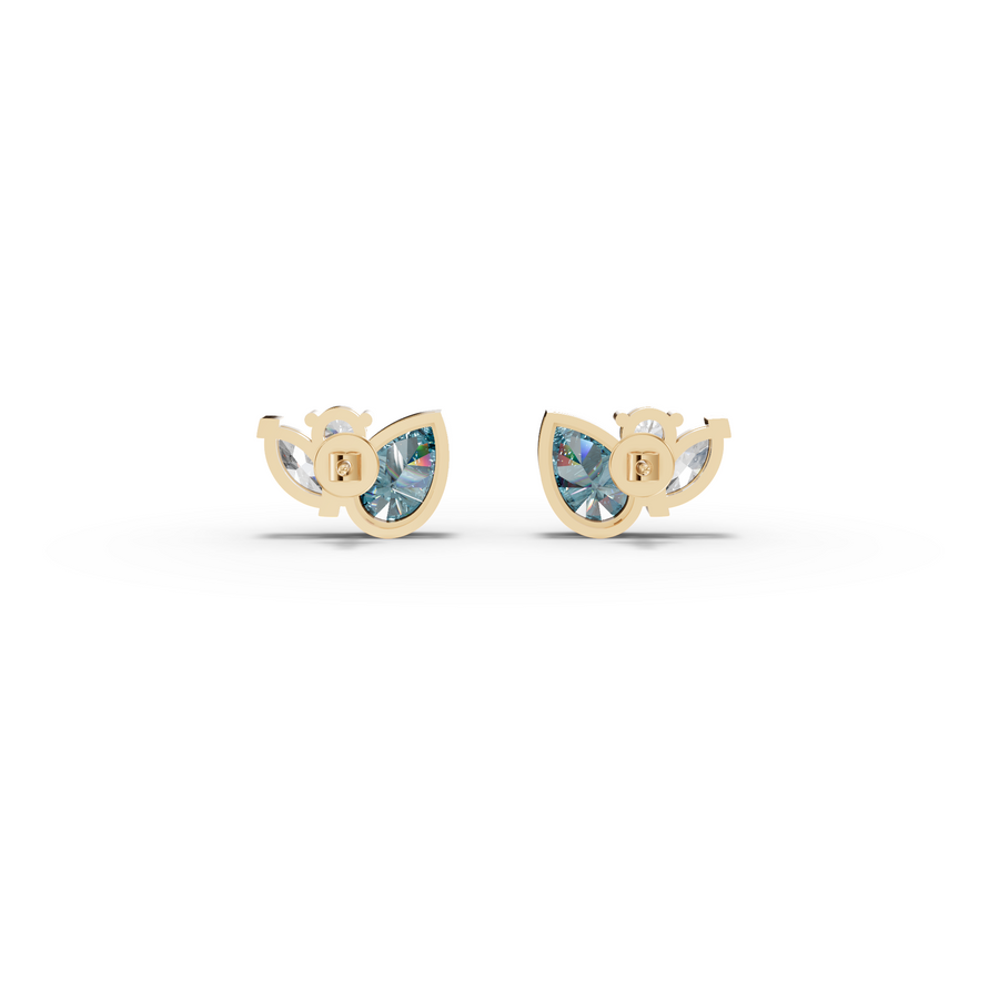 5.64 Ct Aquamarine Pear & Marquise Stud Earrings