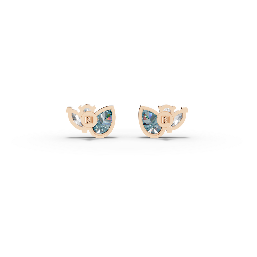 5.64 Ct Aquamarine Pear & Marquise Stud Earrings