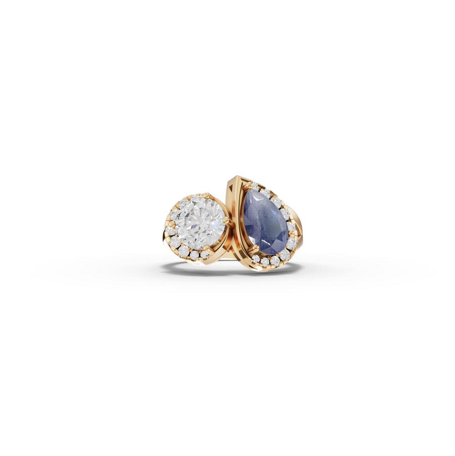 3.33 Ct Blue Sapphire Two Stone Ring