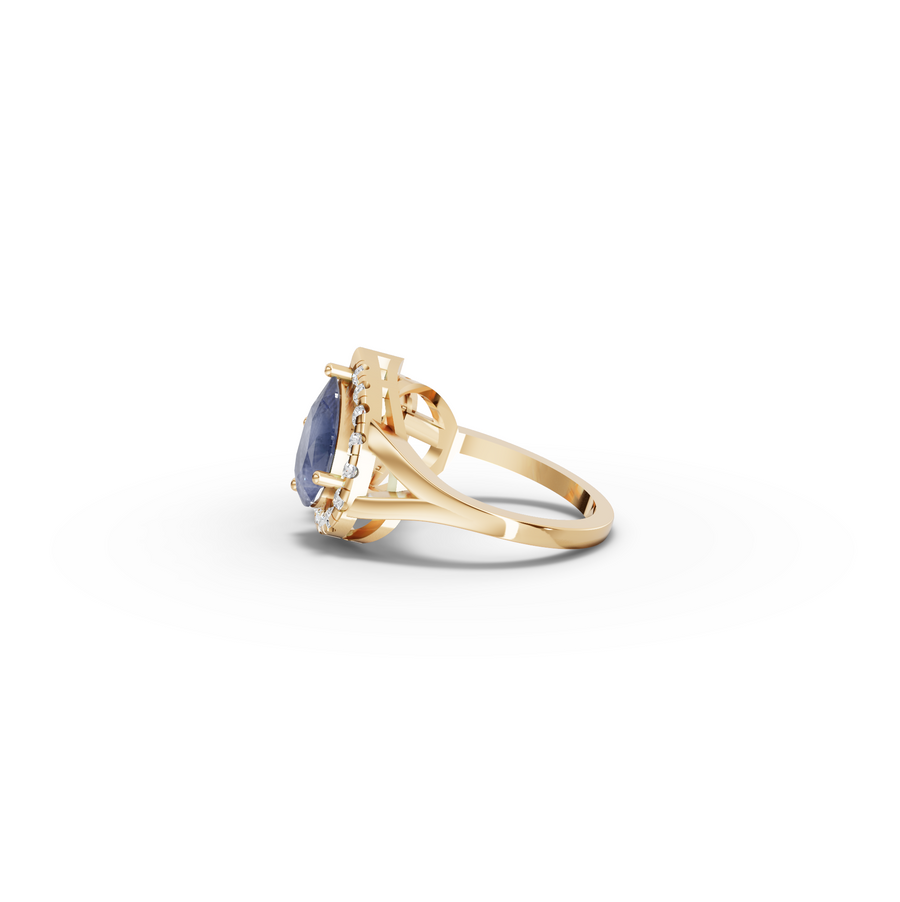 3.33 Ct Blue Sapphire Two Stone Ring