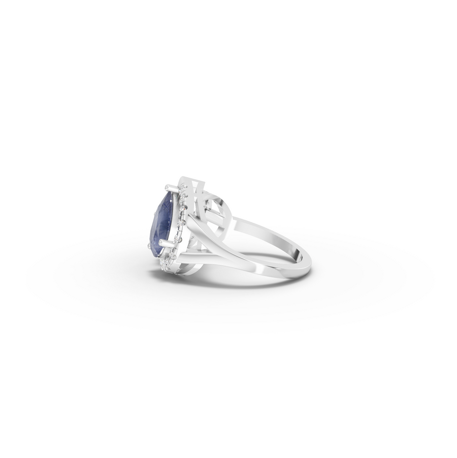3.33 Ct Blue Sapphire Two Stone Ring