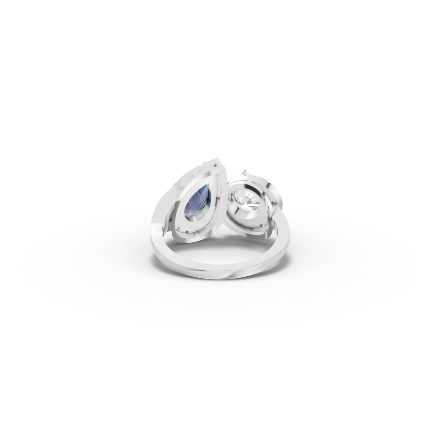 3.33 Ct Blue Sapphire Two Stone Ring
