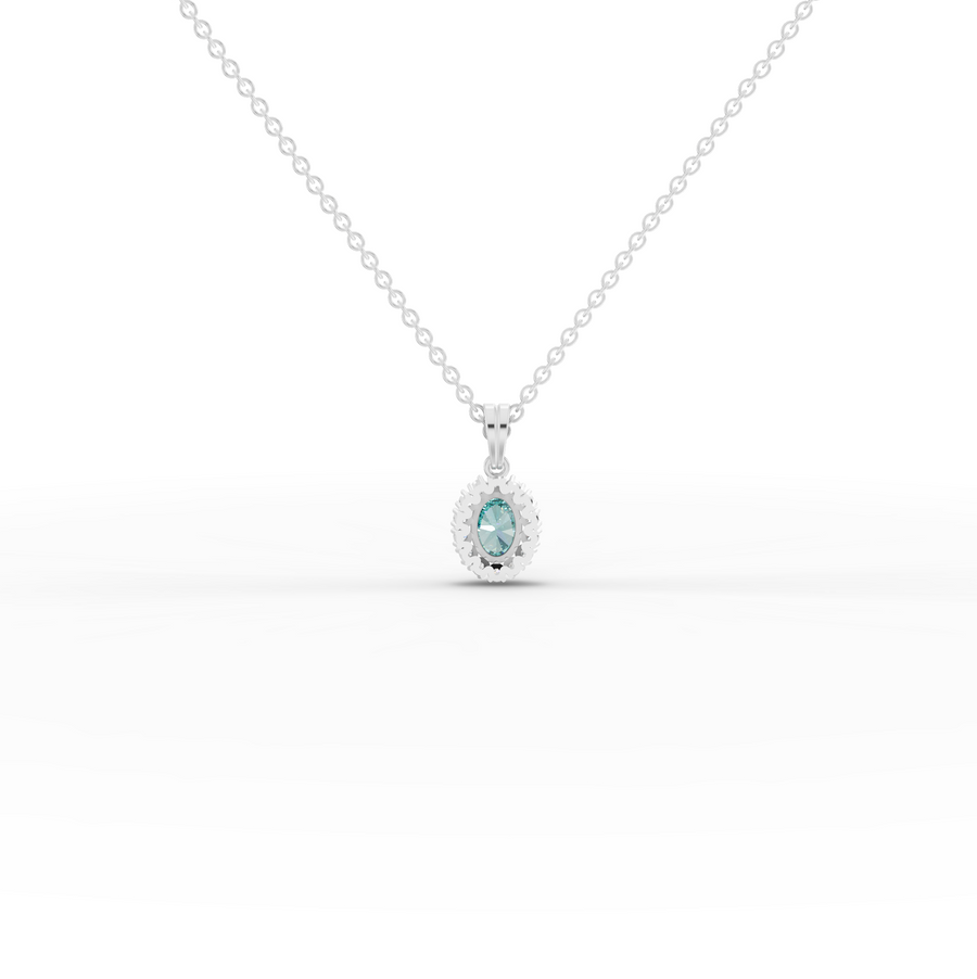 1.31 Ct Turquoise Oval Halo Pendant