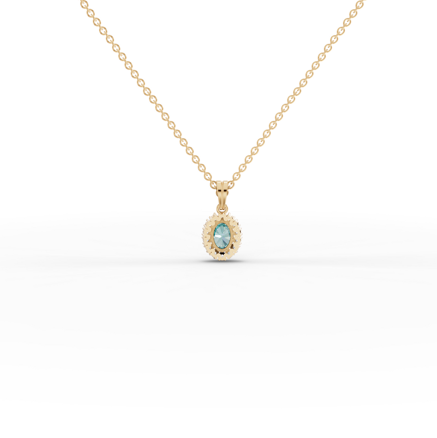 1.31 Ct Turquoise Oval Halo Pendant