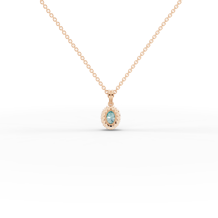 1.31 Ct Turquoise Oval Halo Pendant