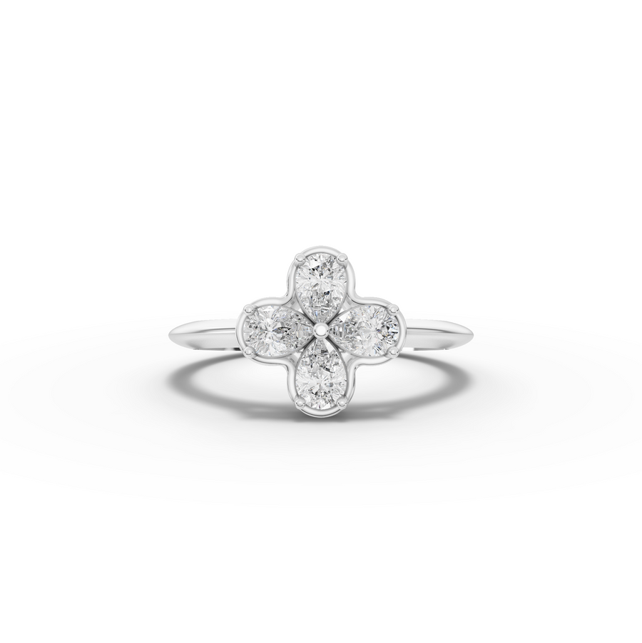 0.60 CT Pear Floral Lab Diamond Cluster Ring
