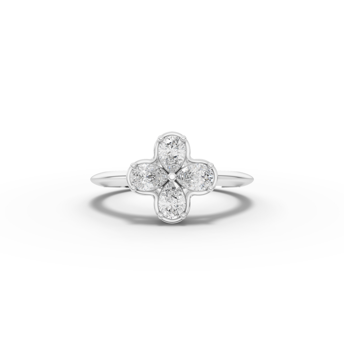 0.60 CT Pear Floral Lab Diamond Cluster Ring