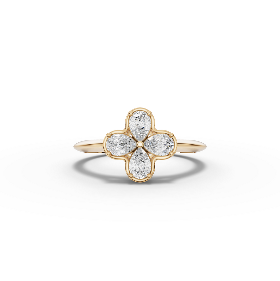 0.60 CT Pear Floral Lab Diamond Cluster Ring