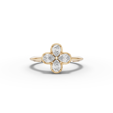 0.60 CT Pear Floral Lab Diamond Cluster Ring
