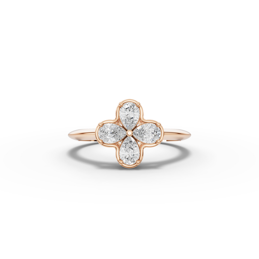 0.60 CT Pear Floral Lab Diamond Cluster Ring