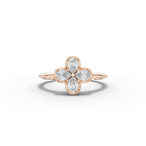 0.60 CT Pear Floral Lab Diamond Cluster Ring