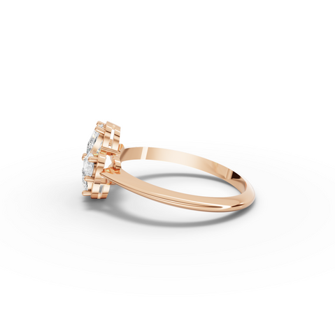 0.60 CT Pear Floral Lab Diamond Cluster Ring