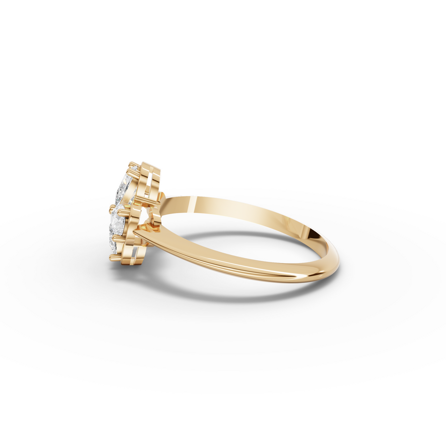 0.60 CT Pear Floral Lab Diamond Cluster Ring
