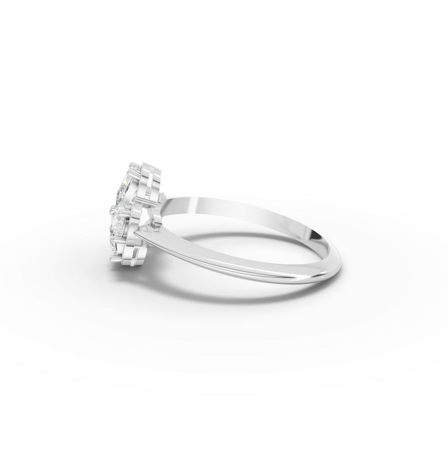 0.60 CT Pear Floral Lab Diamond Cluster Ring