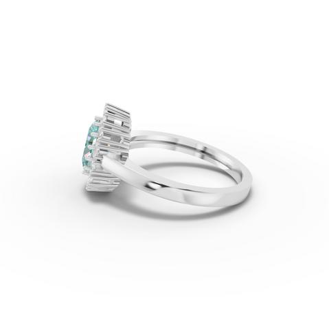 1.31 Ct Oval Turquoise Diamond Halo Ring 1.00 Ct Center
