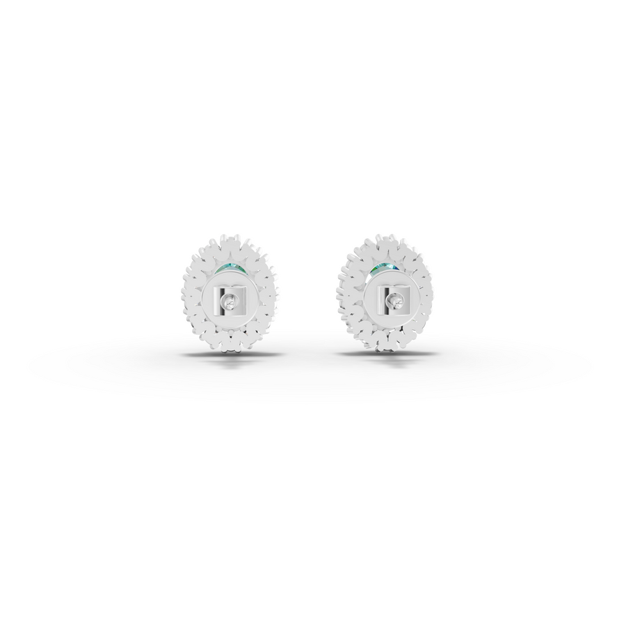 1.29 Ct Oval Turquoise Halo Stud Earrings