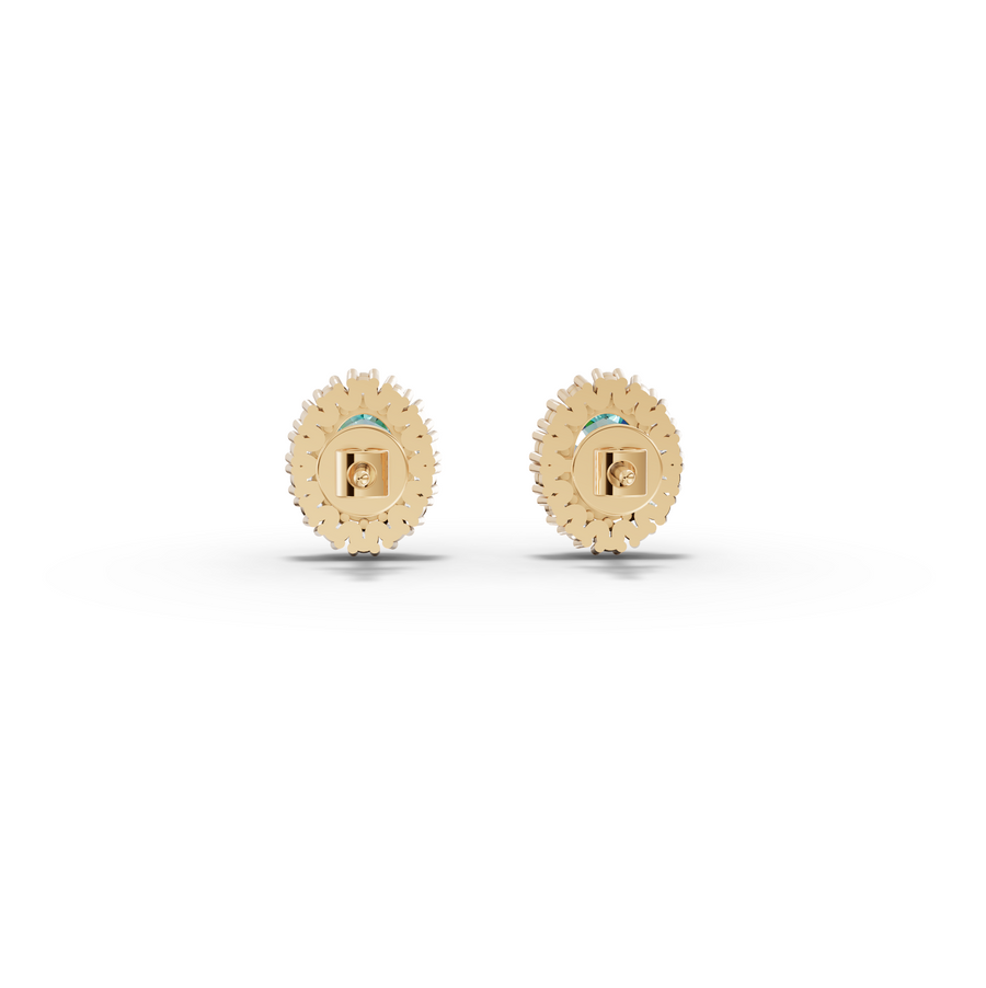 1.29 Ct Oval Turquoise Halo Stud Earrings