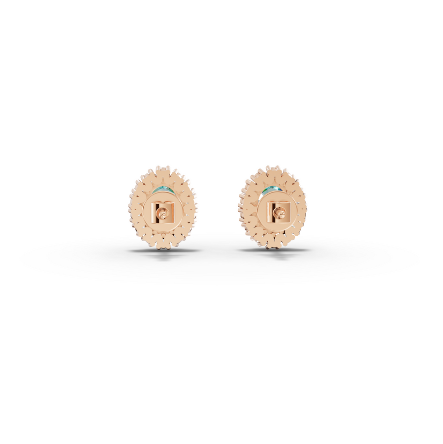 1.29 Ct Oval Turquoise Halo Stud Earrings