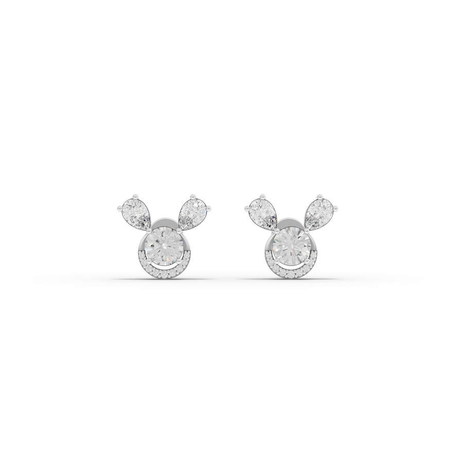 3.52 ct round lab grown diamond stud earrings with pear accents and screw back setting