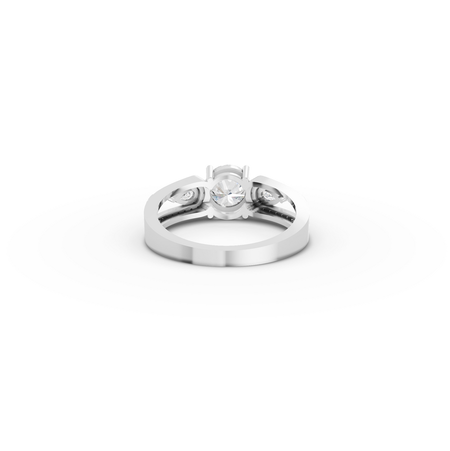 1.32 Ct Round Solitaire With Side Stone Ring 1.00 Ct Center