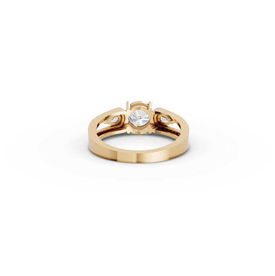 1.32 Ct Round Solitaire With Side Stone Ring 1.00 Ct Center