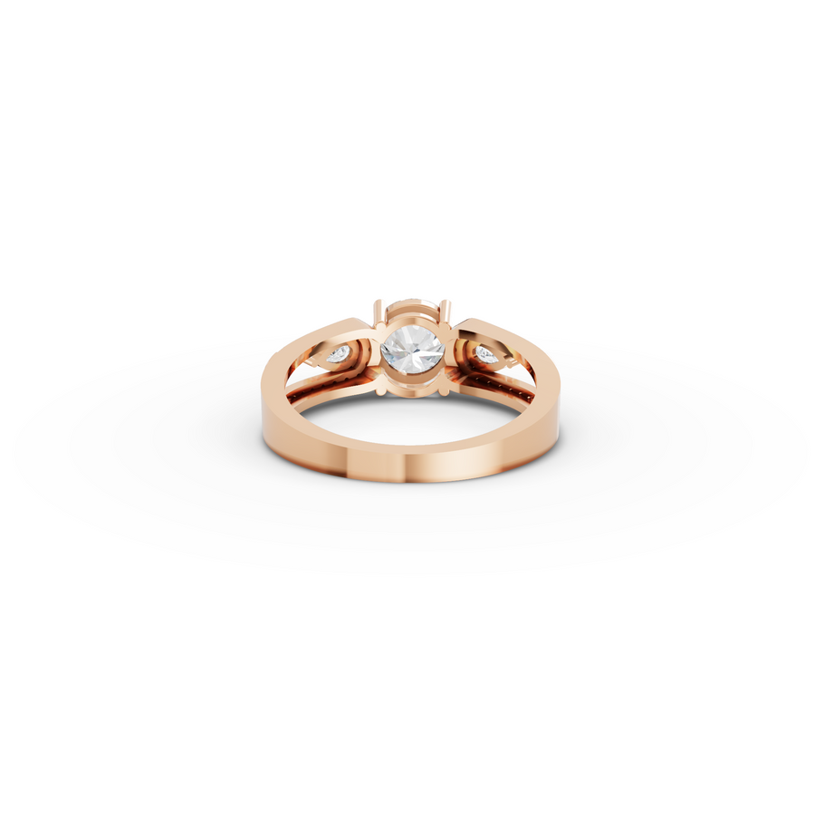 1.32 Ct Round Solitaire With Side Stone Ring 1.00 Ct Center