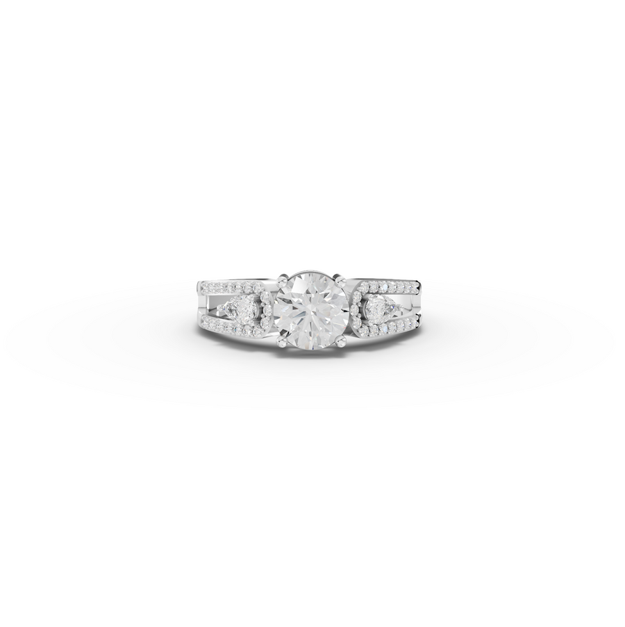 1.32 ct round lab grown diamond split shank engagement ring with 1.00 ct center diamond