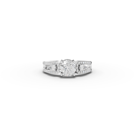 1.32 Ct Round Diamond Split Shank Engagement Ring 1.00 CT Center Diamond