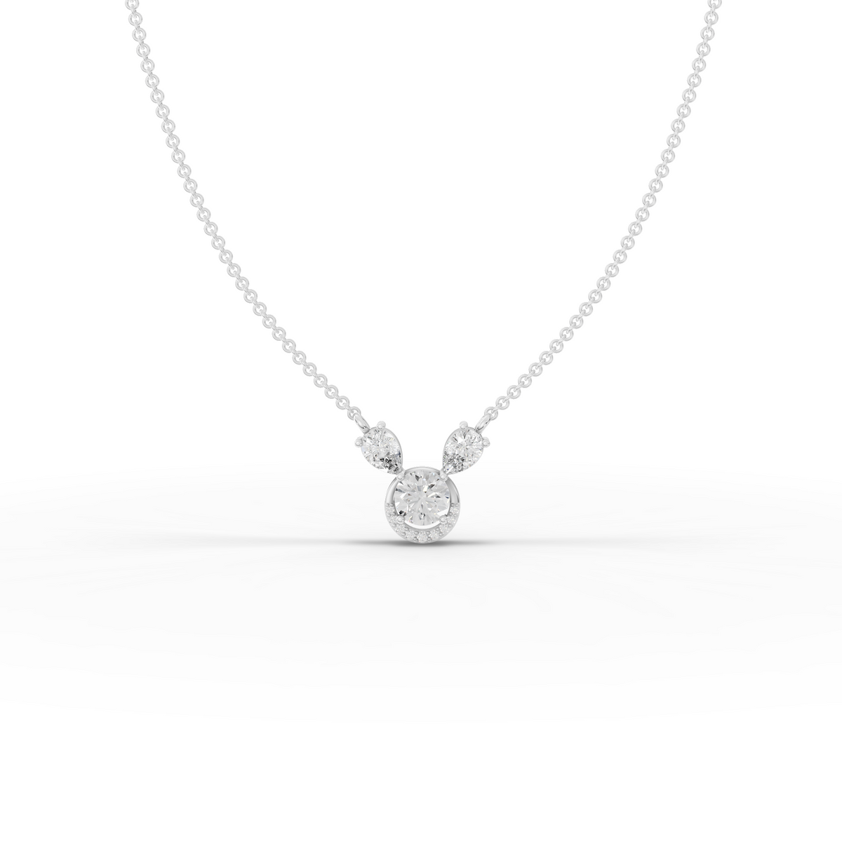 1.75 Ct Round April Birthstone Diamond Halo Pendant Necklace 1.00 Ct Center