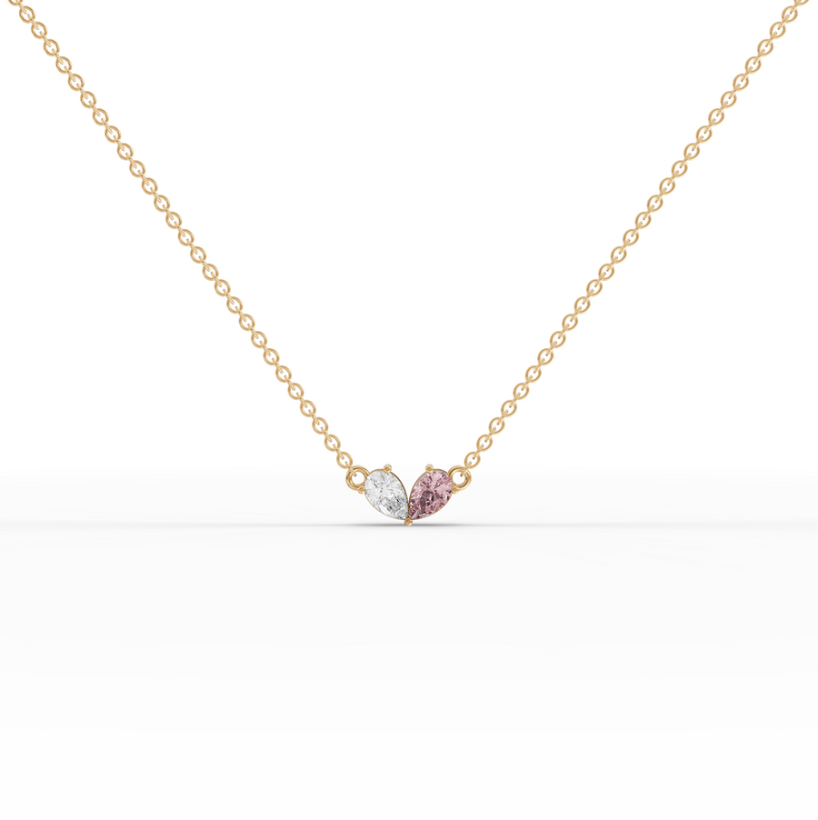 1.00 Ct Two Stone Pear Pink Toumailne Pendant