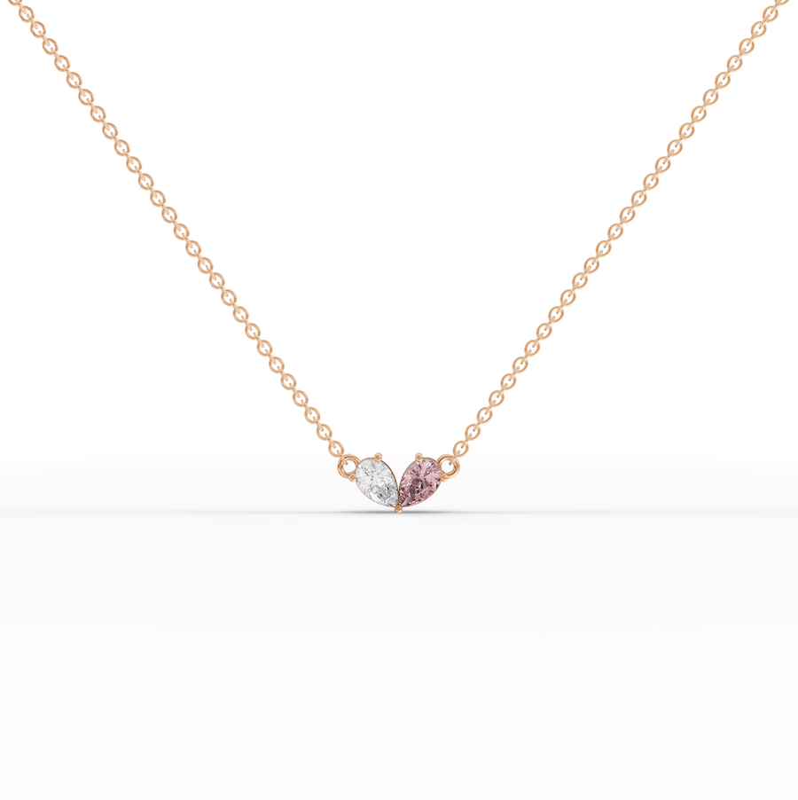 1.00 Ct Two Stone Pear Pink Toumailne Pendant