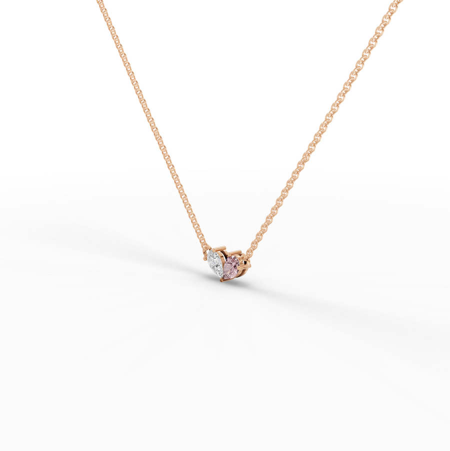 1.00 Ct Two Stone Pear Pink Toumailne Pendant