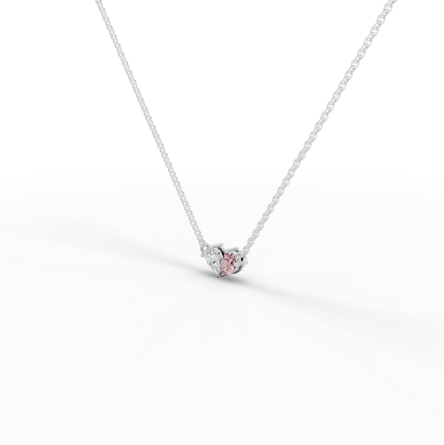 1.00 Ct Two Stone Pear Pink Toumailne Pendant