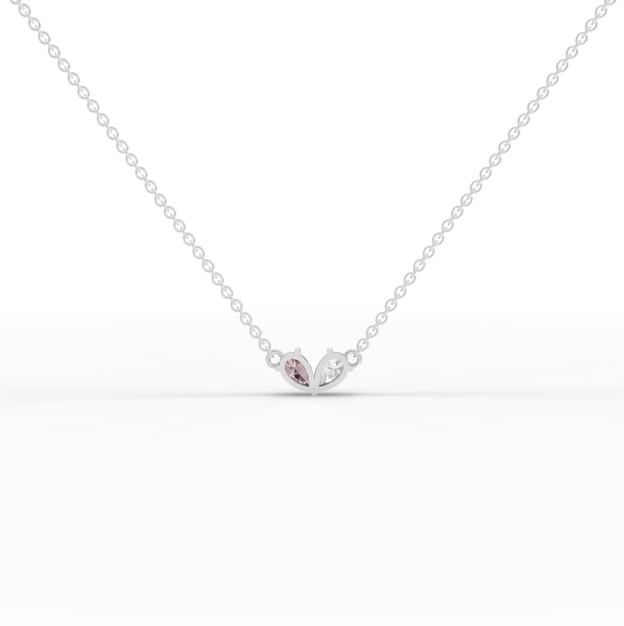 1.00 Ct Two Stone Pear Pink Toumailne Pendant