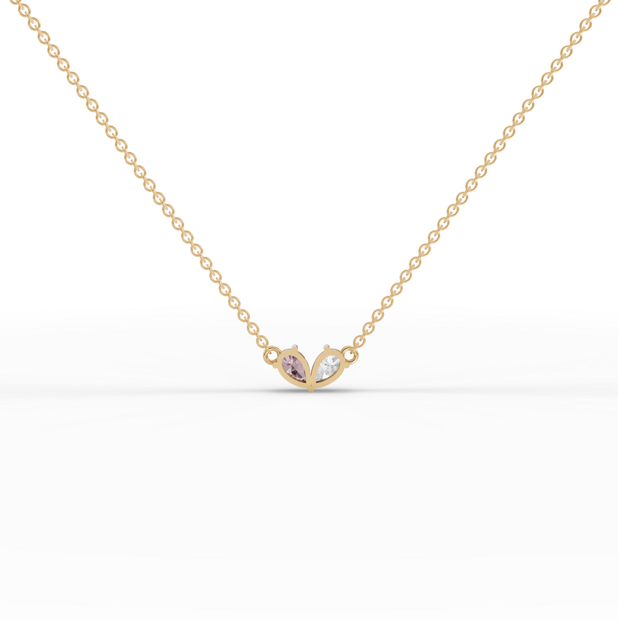 1.00 Ct Two Stone Pear Pink Toumailne Pendant