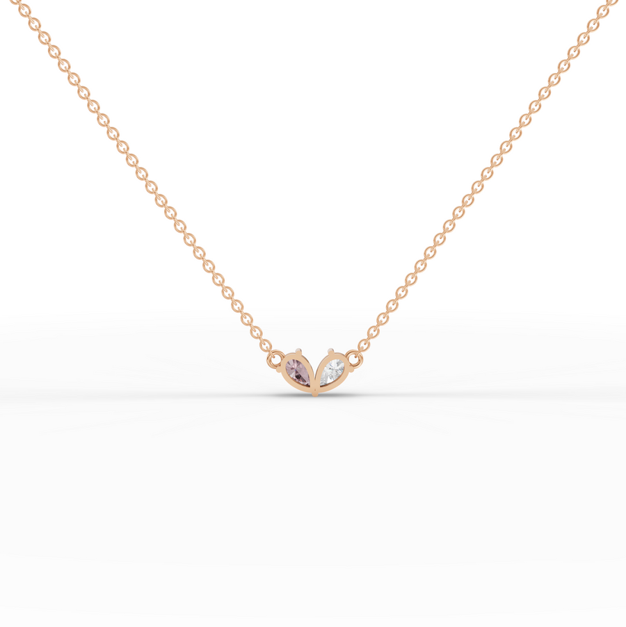 1.00 Ct Two Stone Pear Pink Toumailne Pendant