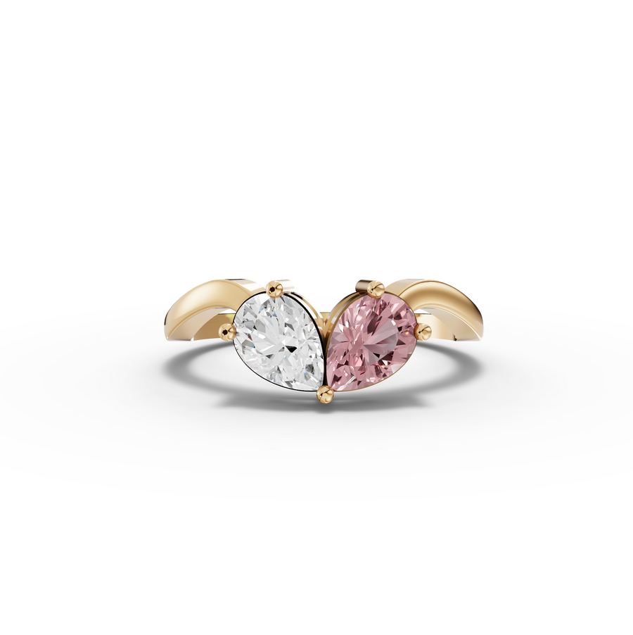 1.00 Ct Pear Pink Tourmaline Bypass Ring