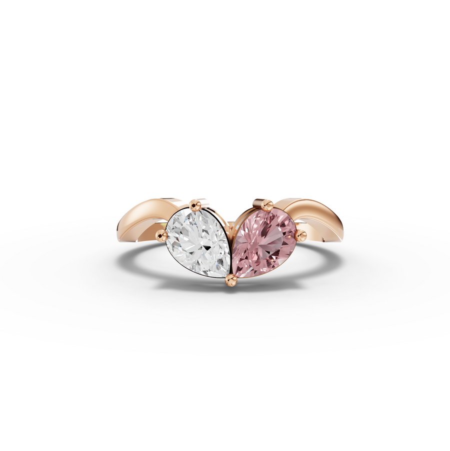 1.00 Ct Pear Pink Tourmaline Bypass Ring